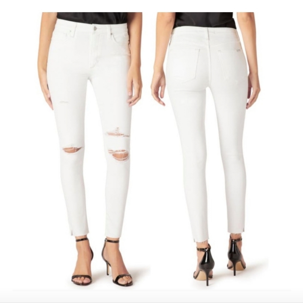 Joe’s Jeans White Distressed High Rise Skinny Ankle Jeans, Size 26